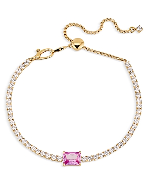 Shop Nadri Tennis, Anyone? Cubic Zirconia Slider Bracelet In 18k Gold Plated In Pink/gold