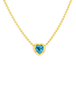 Rachel Reid 14K Yellow Gold Swiss Blue Topaz Bezel Heart Pendant Necklace, 16