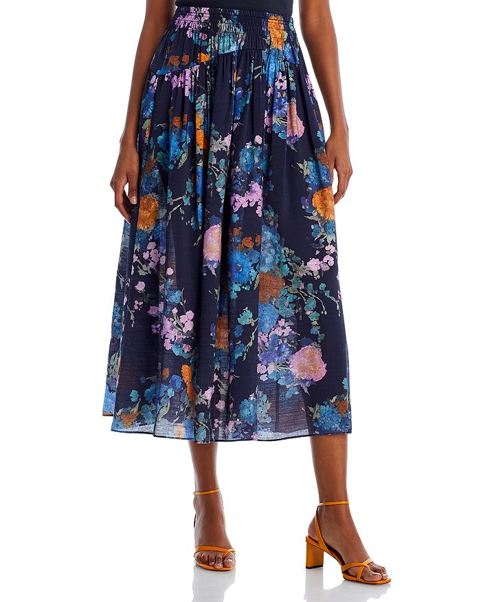Vince Painted Bouquet Printed Midi Skirt | Bloomingdale's