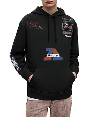 ALLSAINTS BLAZENED LOGO PRINT PULLOVER HOODIE