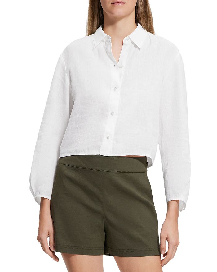 Theory white linen skirt discount