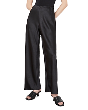 Vince Satin Wide-leg Pants In Black
