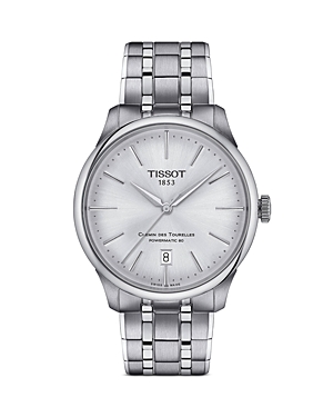 Shop Tissot Chemin Des Tourelles Powermatic 80 Watch, 39mm In Silver