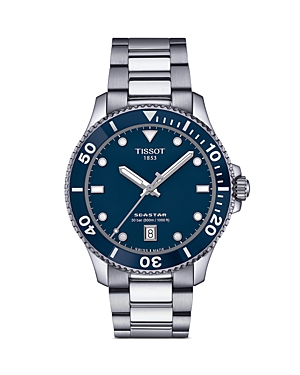 Shop Tissot Seastar 1000 Watch, 40mm In Blue/silver
