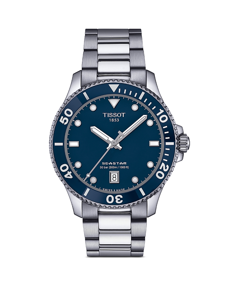 Tissot Seastar 1000 Watch, 40mm In Blue/silver