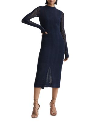 reiss mesh dress Reiss Mesh Ruched Midi Dress in Teal
