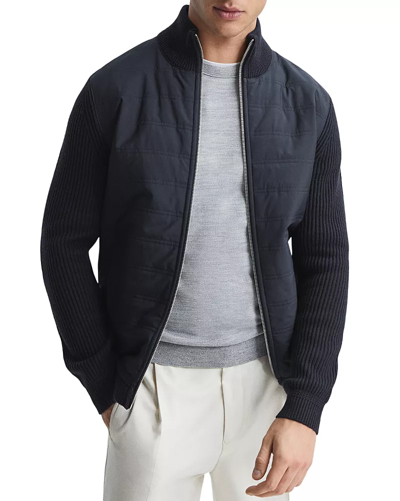 Reiss Trainer Mixed Media Zip Jacket