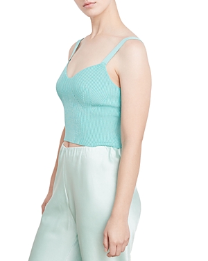 Vince Ribbed Knit Sleeveless Top In Aqua Dew