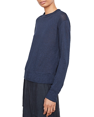 Vince Linen Drop-shoulder Crewneck Top In Coastal