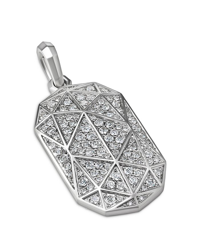 David Yurman - Torqued Faceted Amulet in Sterling Silver with Pav&eacute; Diamonds