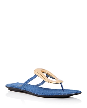 Jeffrey Campbell Linques 2 Flip Flop In Blue Denim Gold