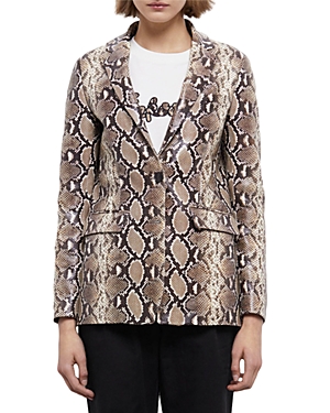 The Kooples Python Print Leather Jacket In Pyt04