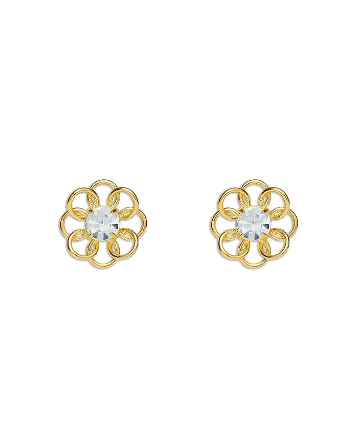 Lele Sadoughi Marigold Crystal Flower Button Earrings in 14K Gold ...