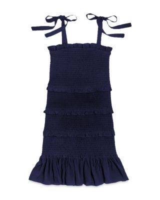 Katiejnyc Girls' Evan Smocked Ruffle Dress - Big Kid In Navy