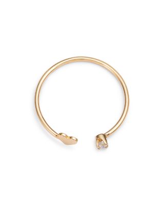 14k Yellow Gold Itty Bitty Heart & Prong Diamond Open Ring