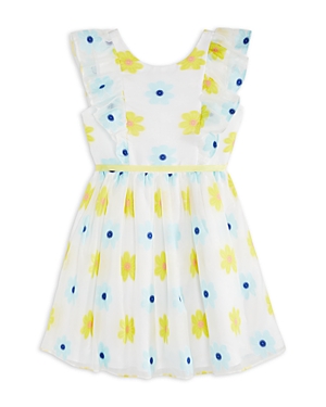 Us Angels Girls' Flutter Sleeve Floral Print Apron Dress - Little Kid