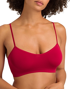 Hanro Touch Feeling Spaghetti Strap Crop Top In Garnet Red