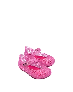 Mini Melissa Kids' Girls' Minicampap Glitter Zigzag Mary Jane Flats - Toddler In Pink Glitter