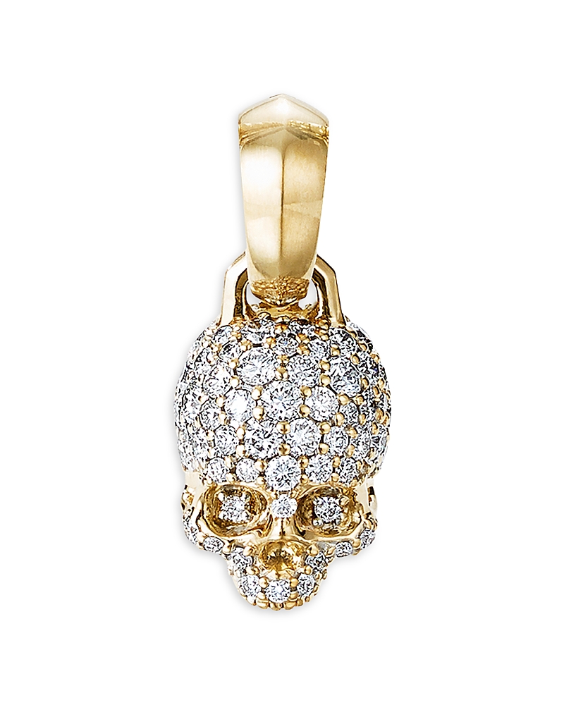 David Yurman 18K Yellow Gold Skull Charm with Diamonds · OS