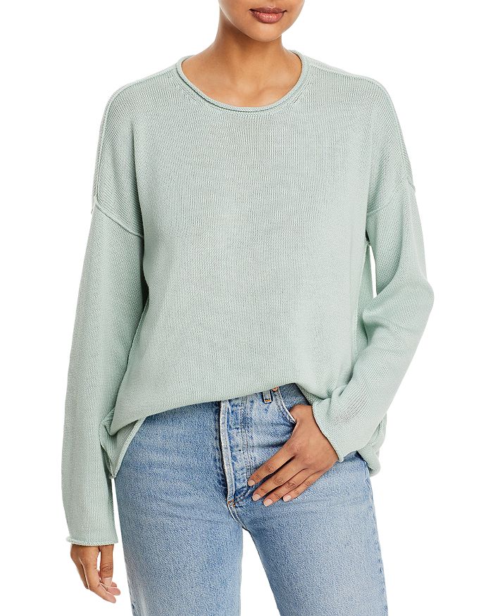 Eileen Fisher Boxy Rolled Edge Sweater Bloomingdale s