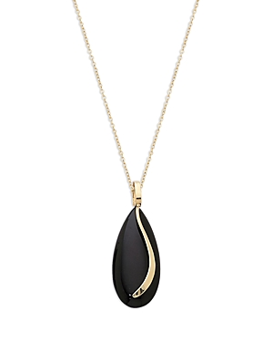 Bloomingdale's 14k Yellow Gold Onyx Almond Pendant Necklace, 18 - 100% Exclusive In Black/gold