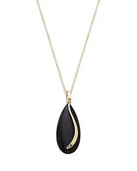 Gold Necklace with Square Onyx Pendant 24 Inches / 60.96 cm
