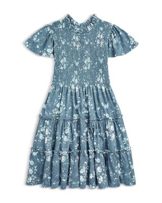 Ralph Lauren - Girls' Floral Print Smocked Tiered Cotton Dress - Little Kid, Big Kid