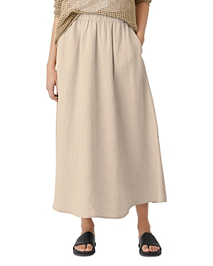 Eileen Fisher A-line Organic Linen Midi Skirt In Unnat