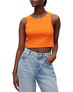 Allsaints Womens Pop Orange Rina Cropped Woven Top In Pop Orange