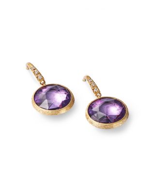 18K Yellow Gold Jaipur Diamond & Amethyst Hook Earrings
