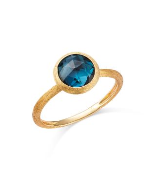 18K Yellow Gold Jaipur Color London Blue Topaz Stackable Ring