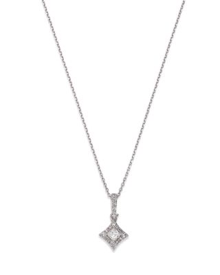 Bloomingdale's Fine Collection - Diamond Princess Halo Pendant Necklace in 14K White Gold, 0.50 tcw