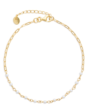 Argento Vivo Cultured Freshwater Pearl Beaded Link Bracelet In 18k Gold Plated Sterling Silver In White/gold