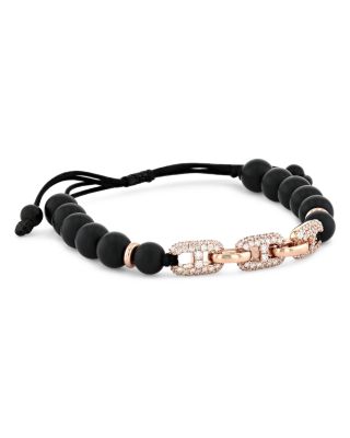 Alberto Milani Men's 18K Rose Gold, Diamond & Onyx Beaded Bracelet