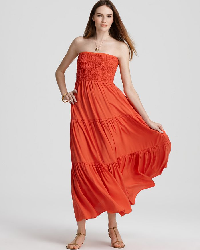 MICHAEL Michael Kors Smocked Strapless Maxi Dress | Bloomingdale's