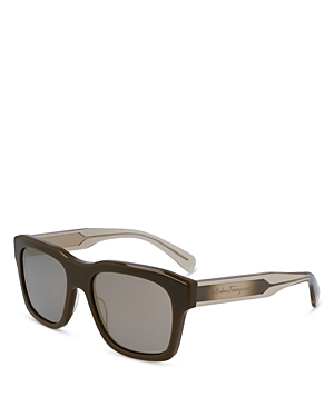 Ferragamo 56mm Polarized Rectangular Sunglasses In Brown/gray Solid
