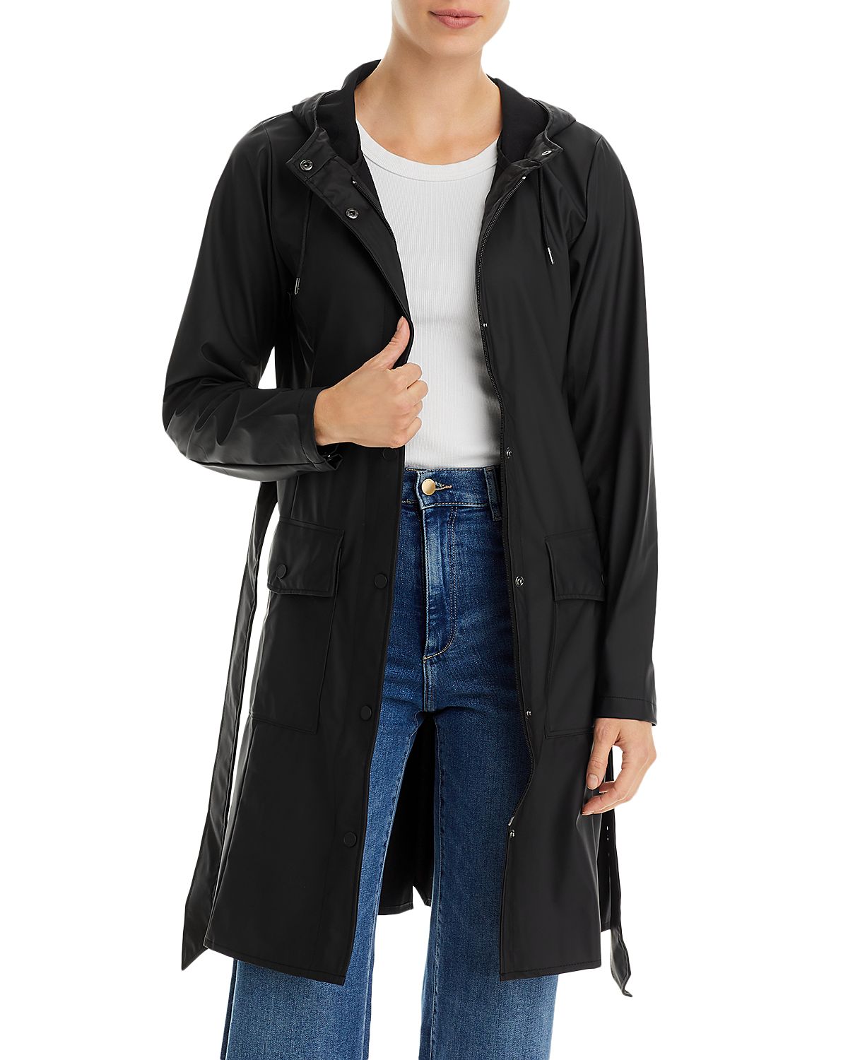 Rains Curve Hooded Belted Waterproof Jacket