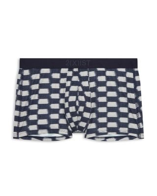 2(x)ist Sliq Low Rise Trunks In Indigo Jacquard