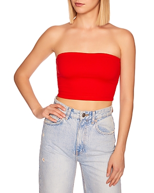 Shop Susana Monaco Crop Tube Top In Perfect Red