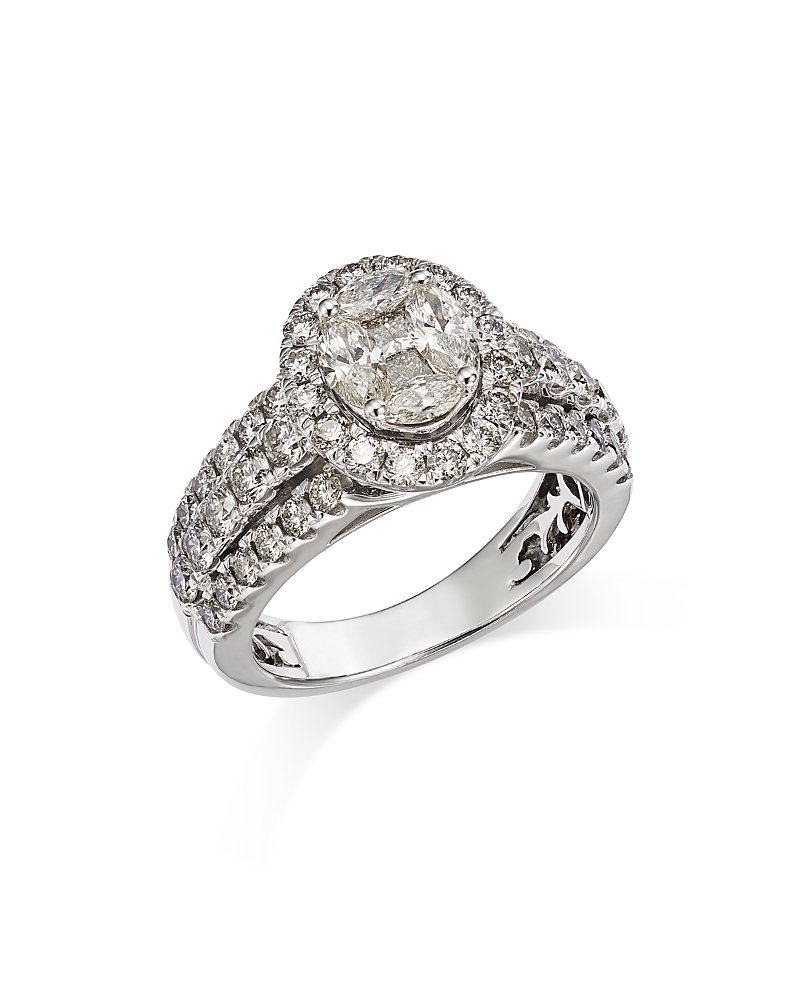 Bloomingdale's Diamond Multi Cut Halo Ring In 14k White Gold, 2.25 Ct. T.w. - Exclusive In White