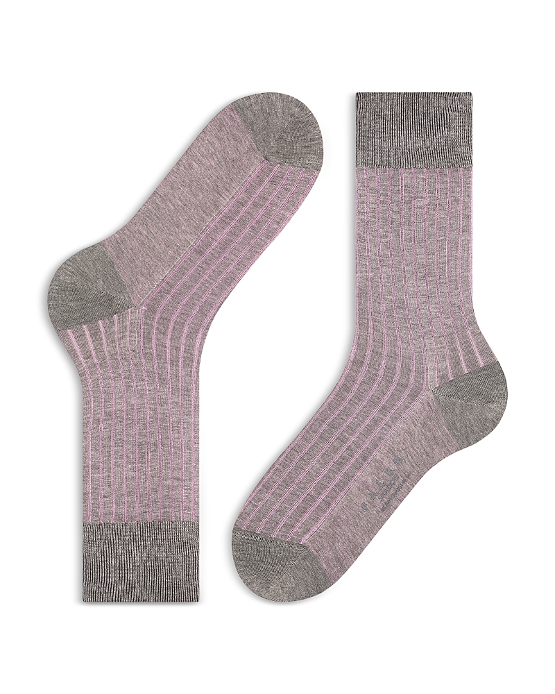 Falke Shadow Mercerized Cotton & Nylon Dress Socks In Ash