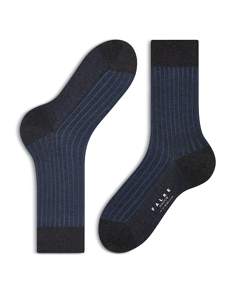 Shop Falke Shadow Mercerized Cotton & Nylon Dress Socks In Anthracite Melange