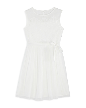 Us Angels Girls' Lace Overlay Sleeveless Dress - Little Kid In White