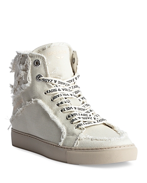 ZADIG & VOLTAIRE WOMEN'S HIGH FLASH DISTRESSED CANVAS HIGH TOP SNEAKERS
