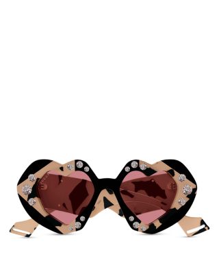 Gucci Womens Cat Eye Hollywood Forever Sunglasses Crystal Heart Logo Pink Gold Gucci Hollywood Forever Crystal Pink Heart Sunglasses For  main image 3