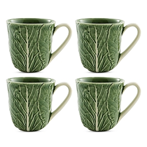 Shop Bordallo Pinheiro Cabbage Leaf Mug, Set Of 4 In Green