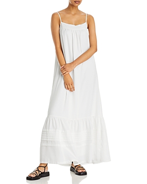 Aqua Sleeveless Pleated Trim Maxi Dress - 100% Exclusive In White
