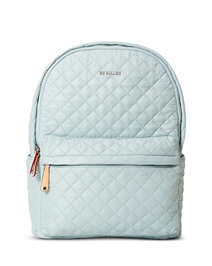 Mz Wallace Metro Deluxe Quilted Backpack In Silver Blue/silver