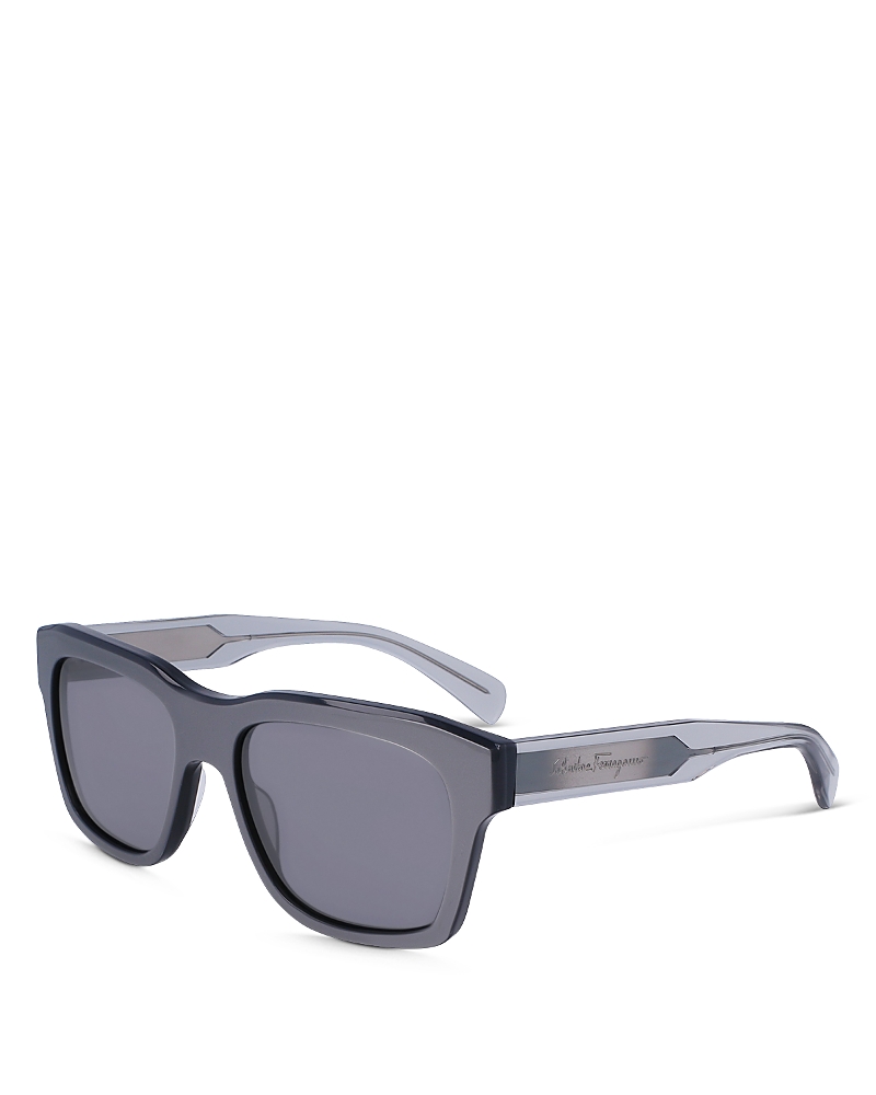 Ferragamo 56mm Polarized Rectangular Sunglasses In Gray/gray Solid