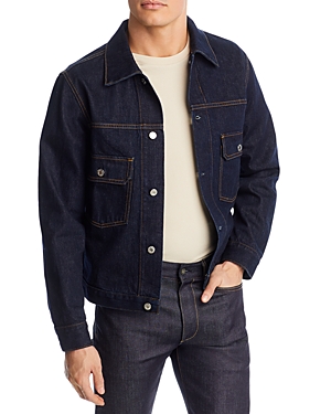 Helmut Lang Indigo Spread Collar Denim Jacket In Indigo Rinse